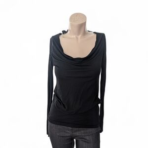 Le Chateau Sleek Black Cowl Neck Long Sleeve Top